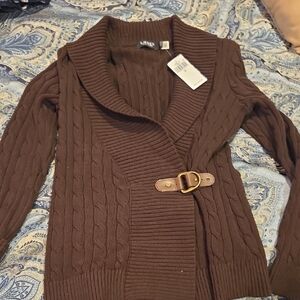 Lauren Ralph Lauren Brown Cable Knit Cardigan